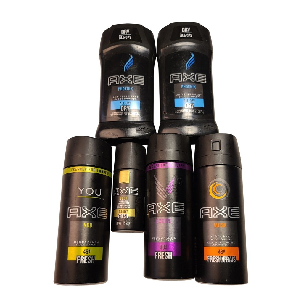 Axe Men's Deodorant Body Spray Lot Phoenix Musk Excite Gold You 6pc Set New